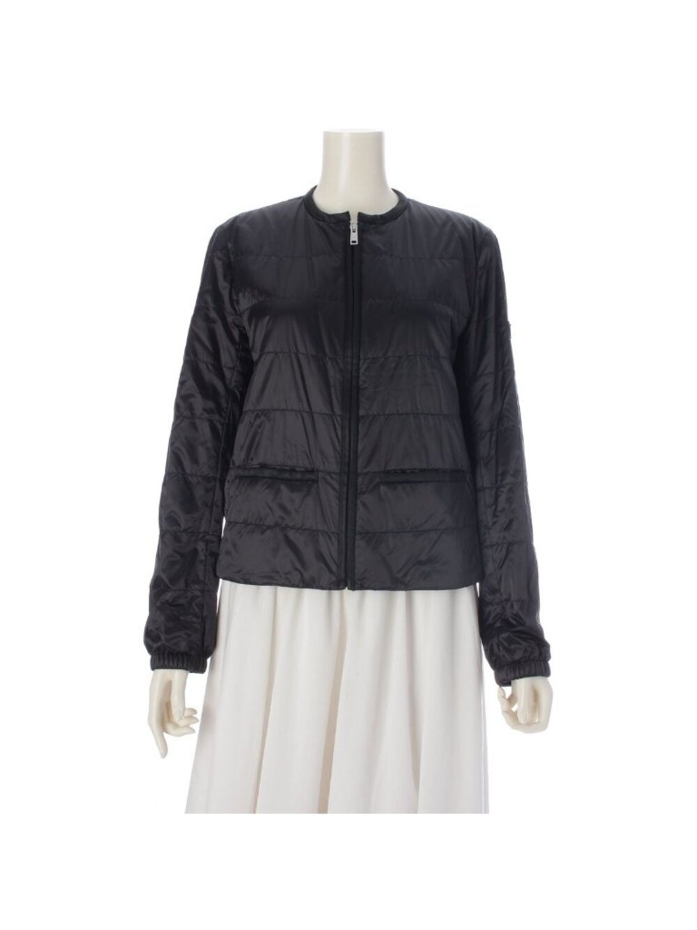 Prada Polyamide Collarless Triangle Logo Light Down Jacket Black 40